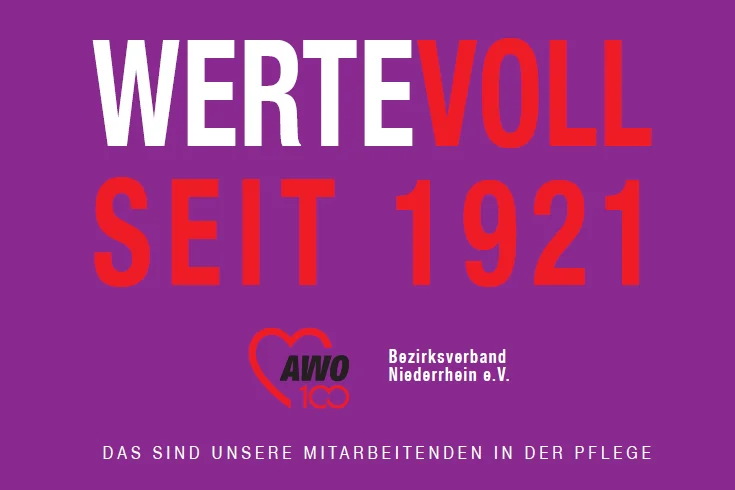 Das Foto zeigt das Cover des Fotobuches mit der Schrift: Wertevoll seit 1921. Das sind unsere Mitarbeitenden in der Pflege