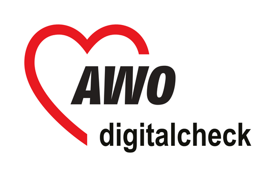 Das Foto zeigt das Logo der AWO und den Zusatz Digitalcheck