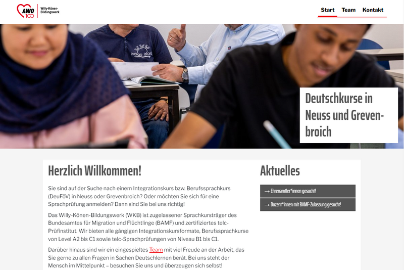 Das Foto zeigt einen Screenshot der neuen Webseite