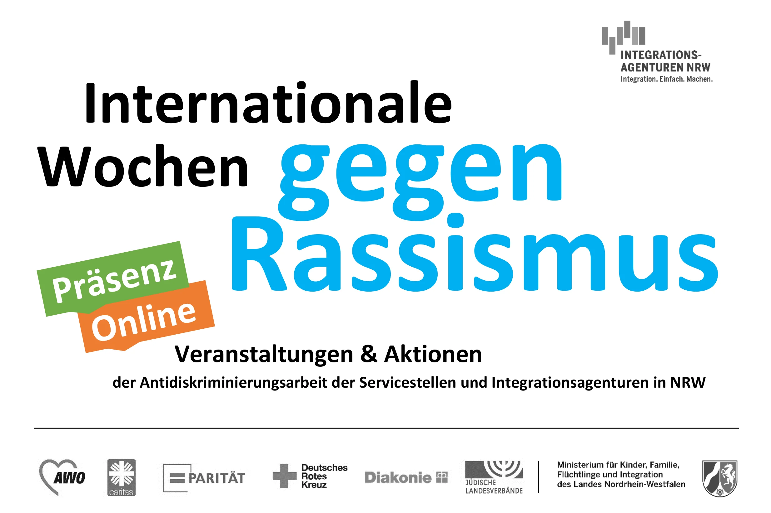 Das Foto zeigt grafisch aufbereitet die Ankündigung der internationalen Wochen gegen Rassismus