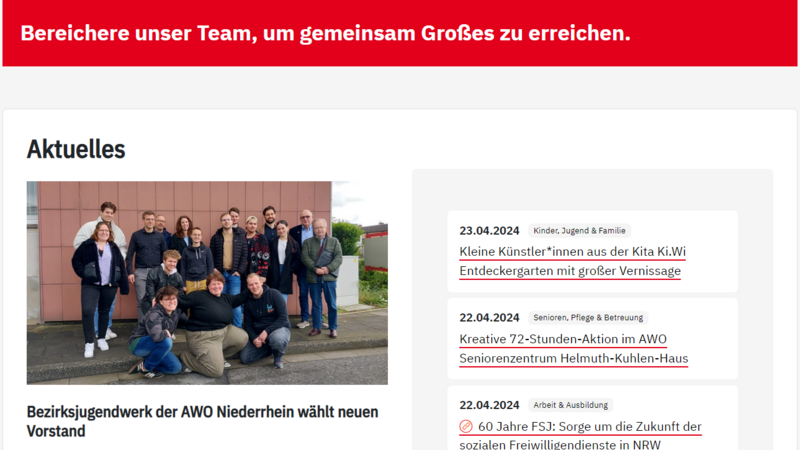 Das Foto zeigt einen Screenshot der Website