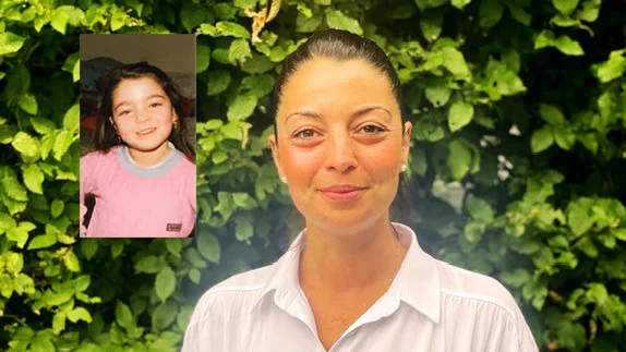 Das Foto zeigt ein aktuelles Portrait von Arzu Albayrak neben einem Kinderfoto von ihr
