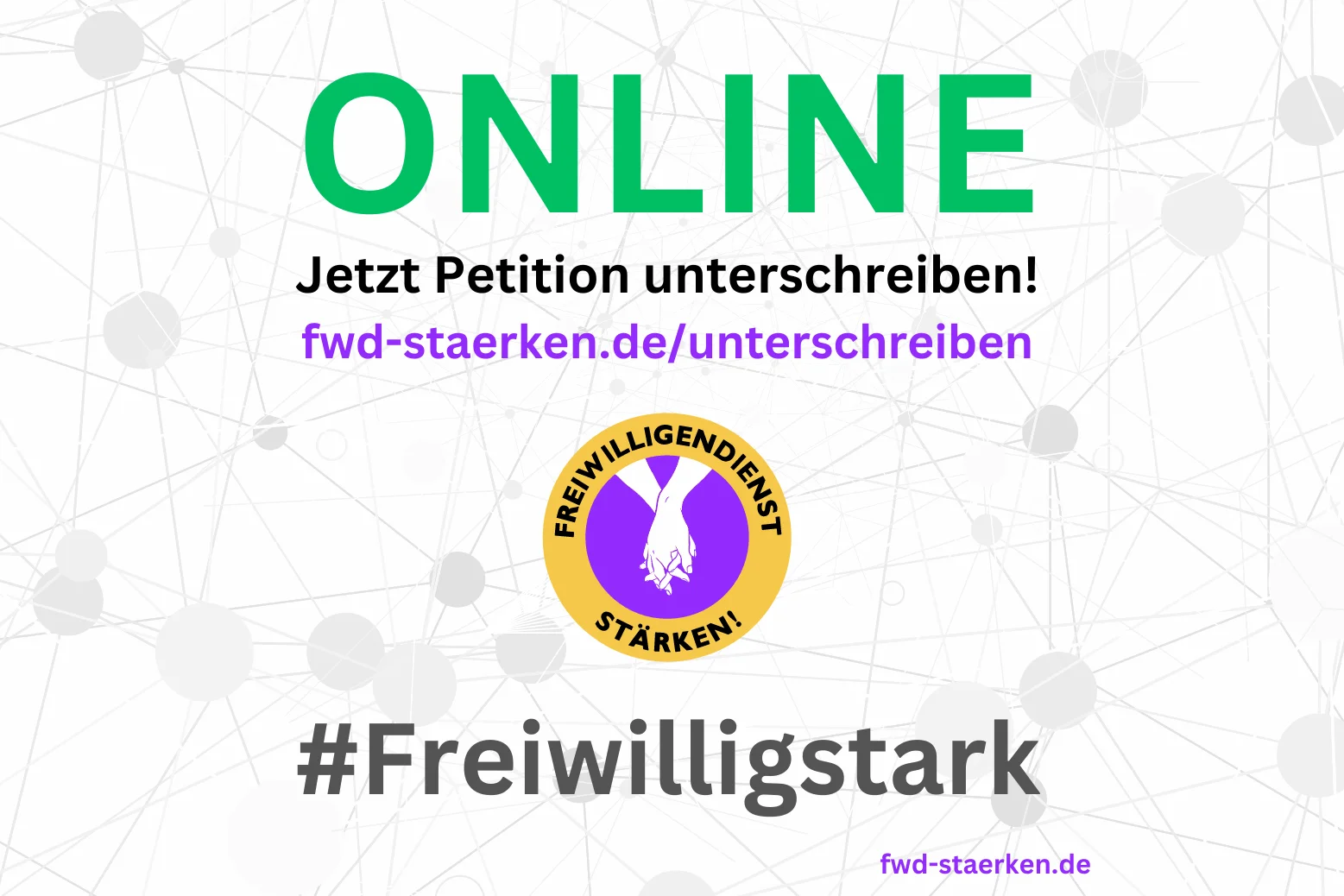 Die Grafik zeigt den Text: Online. Jetzt Petition unterschreiben!
