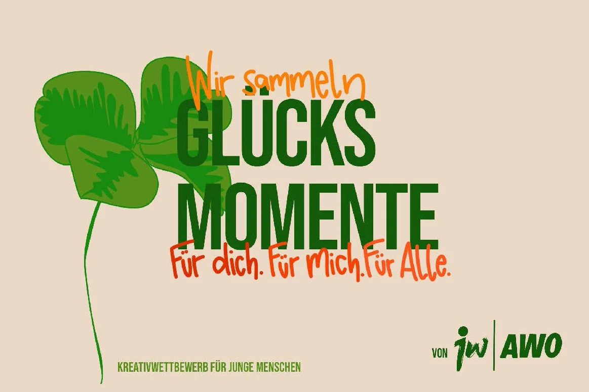 Das Foto zeigt "Glücksmomente" und ein Kleeblatt