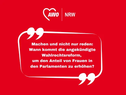 Das Foto zeigt eine Sprechblase und den Text der Überschrift
