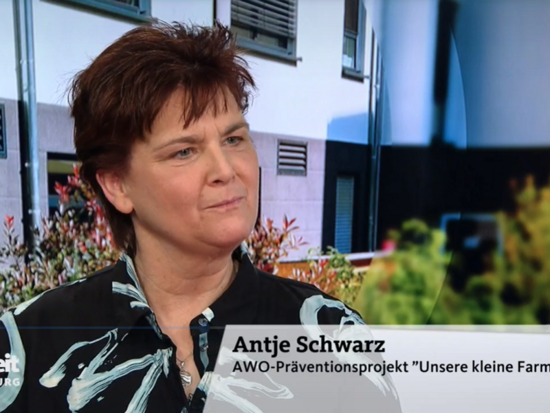 Das Foto zeigt einen Screenshot aus dem Interview mit Antje Schwarz