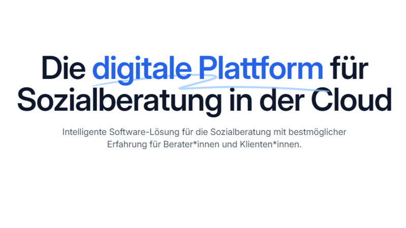 Das Foto zeigt eine Webseite auf Deutsch für eine digitale Plattform namens MIDAV. Diese Plattform bietet intelligente Softwareberatung mit der Möglichkeit der Online-Sozialberatung an. Die Webseite hebt die Funktionen, Vorteile, Referenzen und Kontaktdaten der Plattform hervor. Es gibt auch die Option zur Anmeldung oder zum Einloggen. Auf der Seite sind Logos verschiedener Organisationen zu sehen, die die Dienste von MIDAV genutzt haben, wie AWO Bezirksverband Niederrhein e.V. , INAR, ZAQ Oberhausen und Der Neue Landhof.