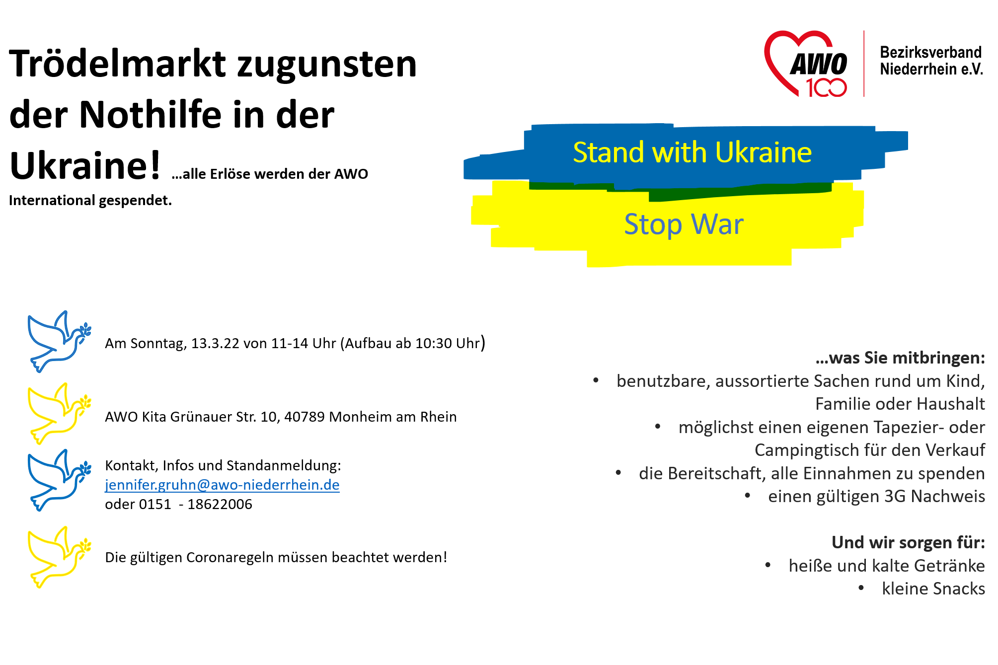 Das Foto zeigt die im Text genannten Infos zum Trödelmarkt