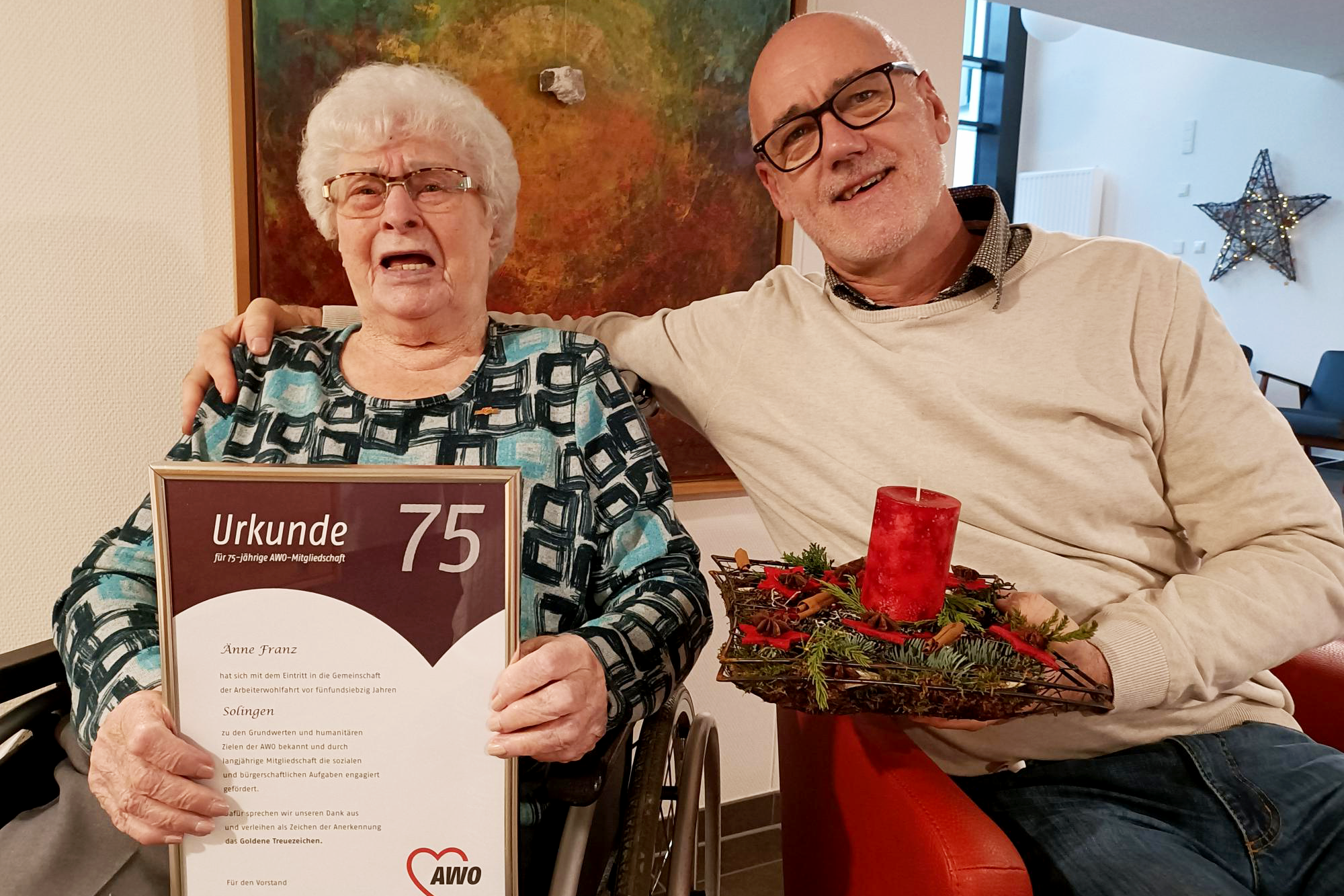 Das Foto zeigt Änne Franz mit Dirk Wiebenga.