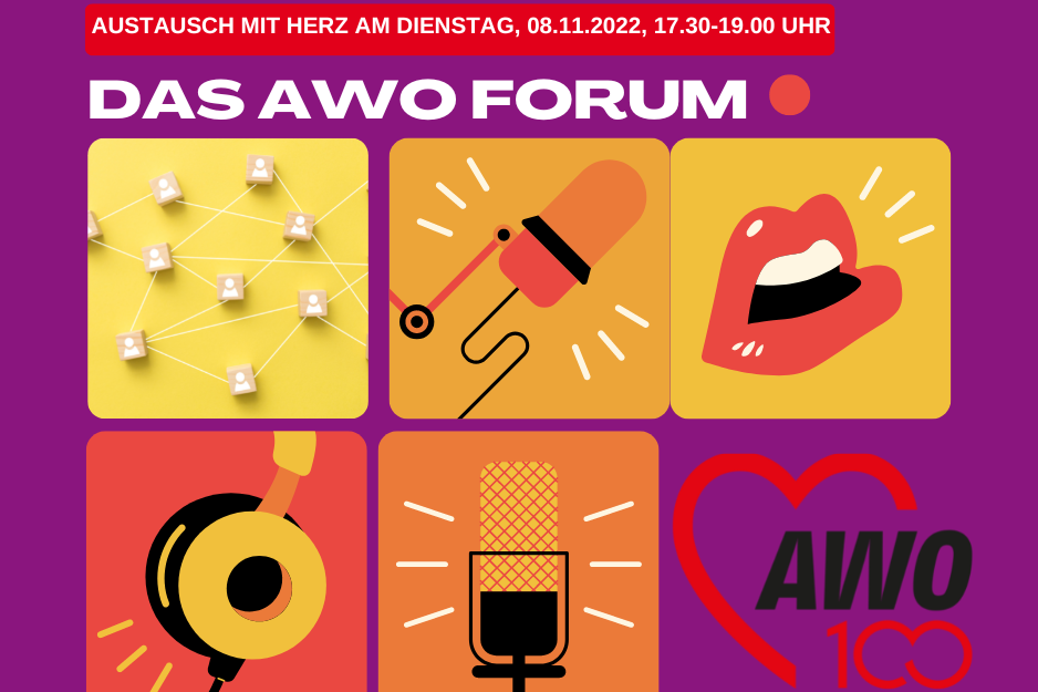 Das Foto den Hinweis auf das AWO Forum am 8.11.
